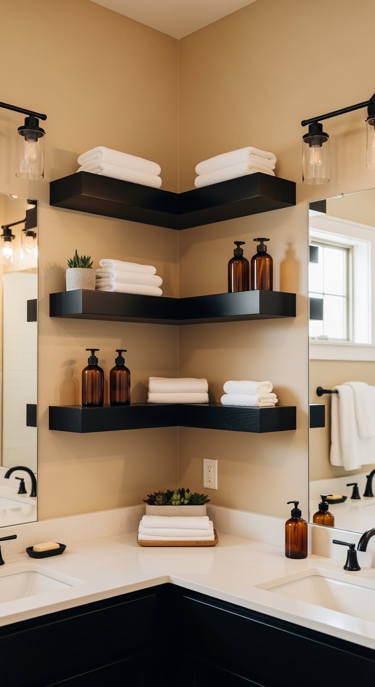 curated minimalist bathroom decor storage