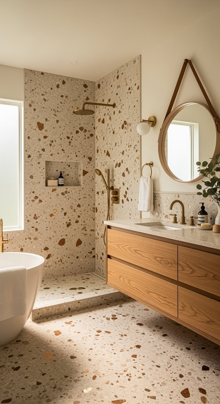 dazzling textured seamless statement bathroom