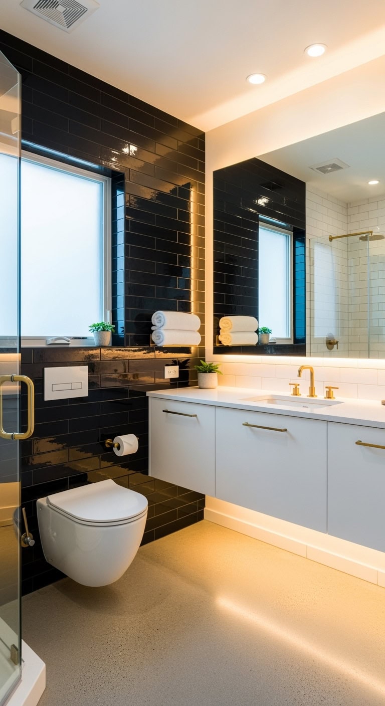 dramatic dark bathroom design transformation