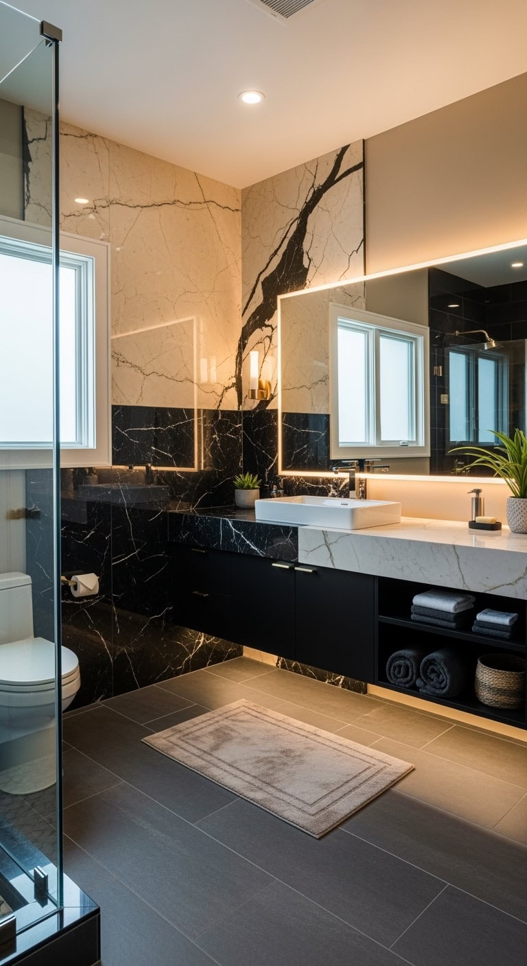dramatic elegant luxurious striking marble accent
