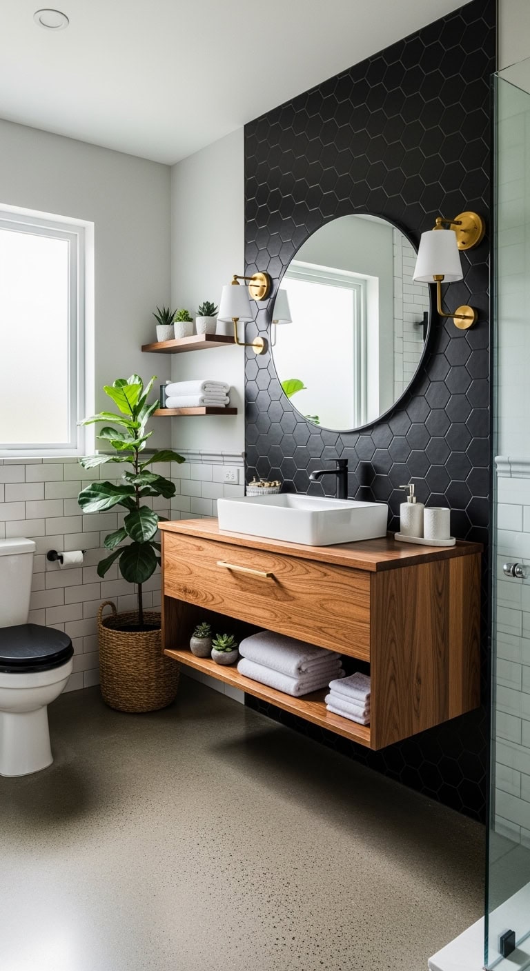 dramatic hexagon accent wall statement