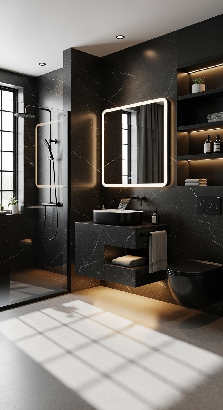 dramatic moody levitating captivating noir vessel sink