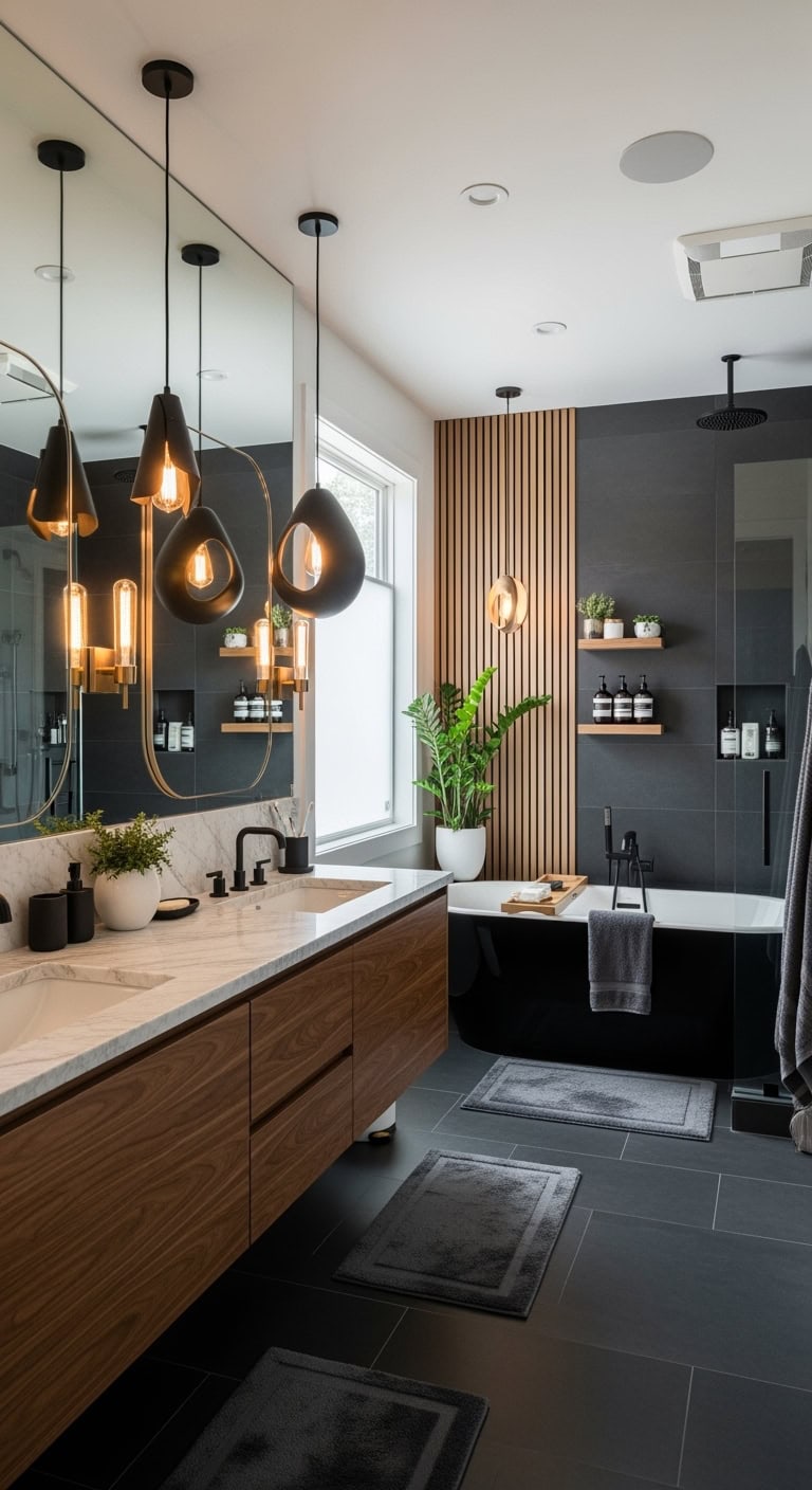 dramatic sophisticated black pendant lighting