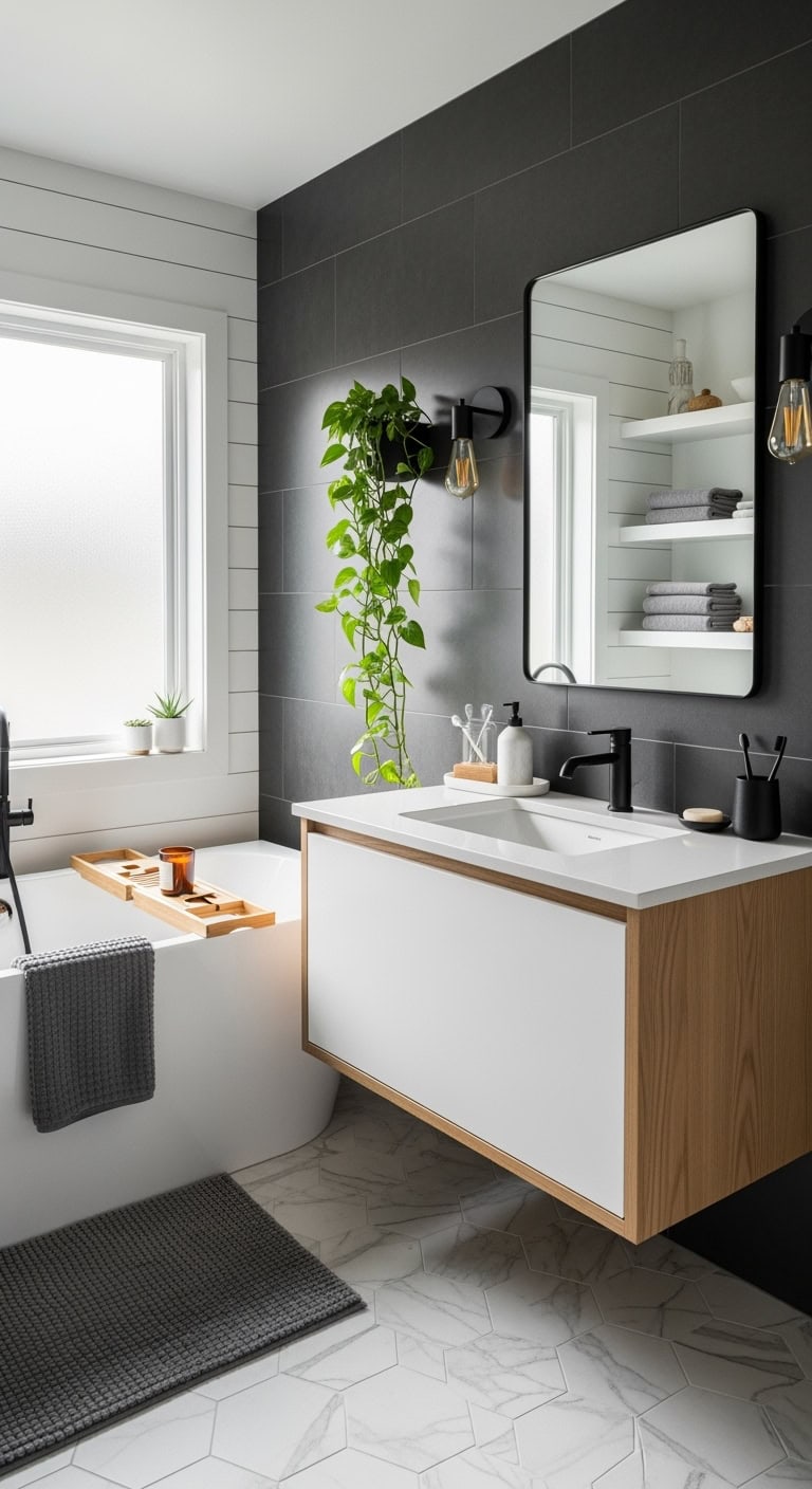 dramatic yet wearable bathroom styling
