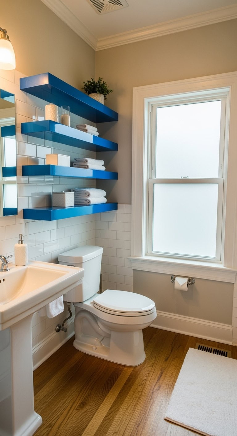 dreamy floating cerulean minimalist shelves