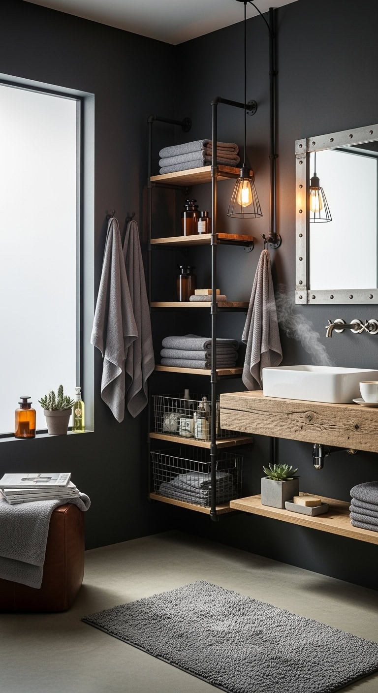 edgy industrial bathroom transformation