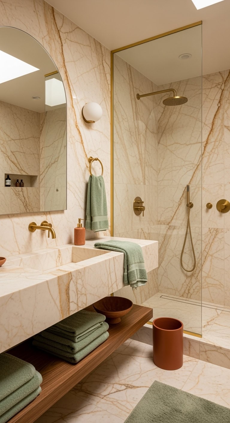 elegant beige marble bathroom design
