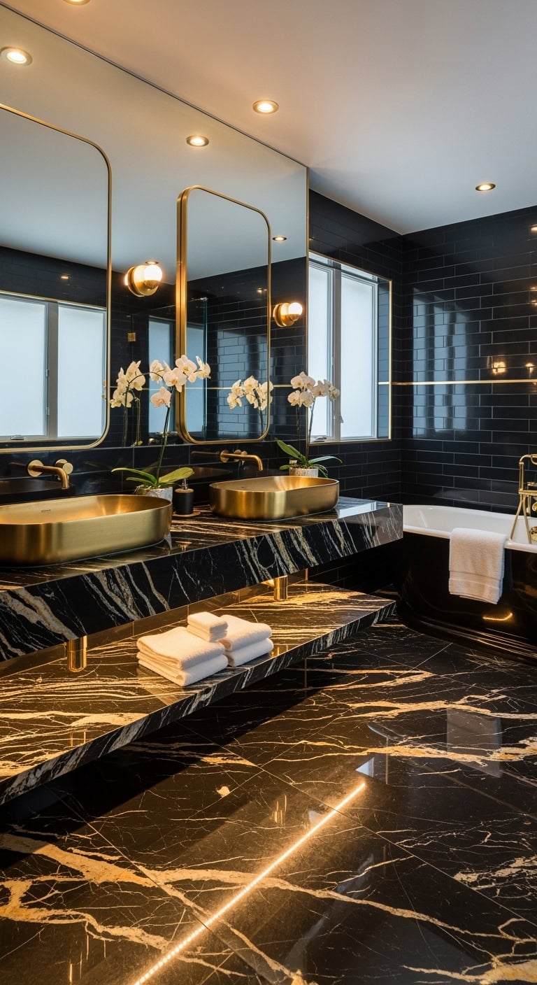 elegant dramatic timeless marble countertop