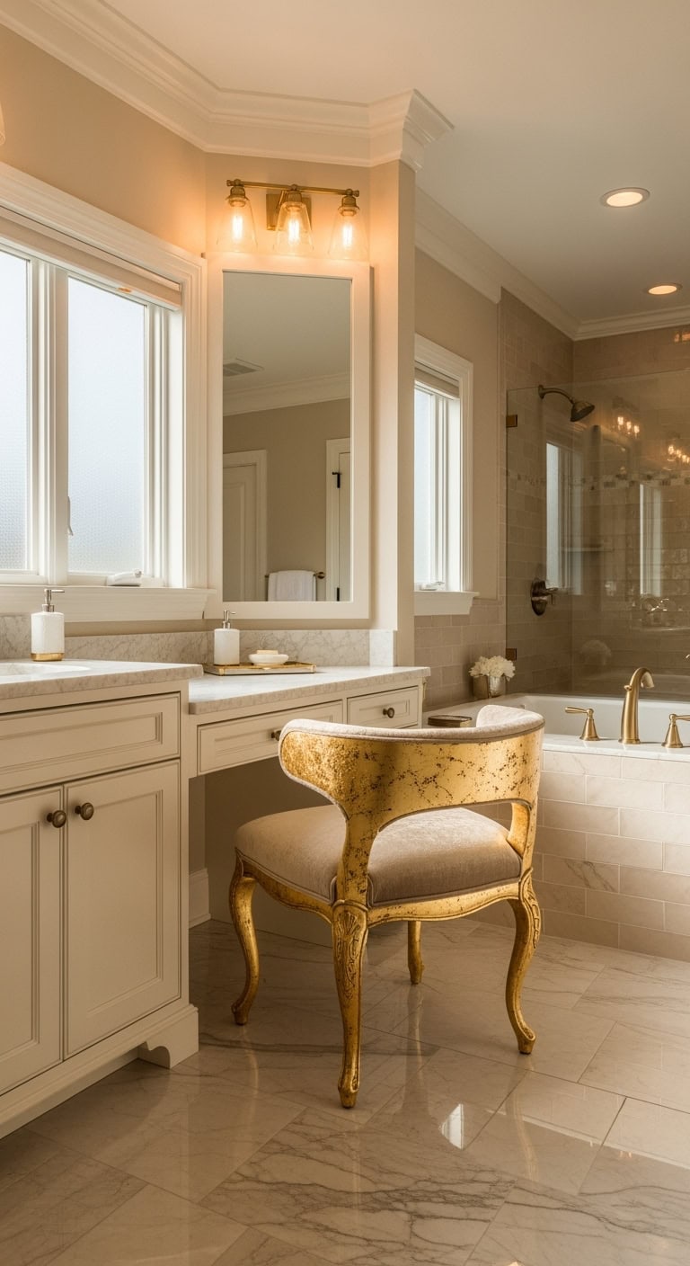 elegant gilded vanity stool highlight