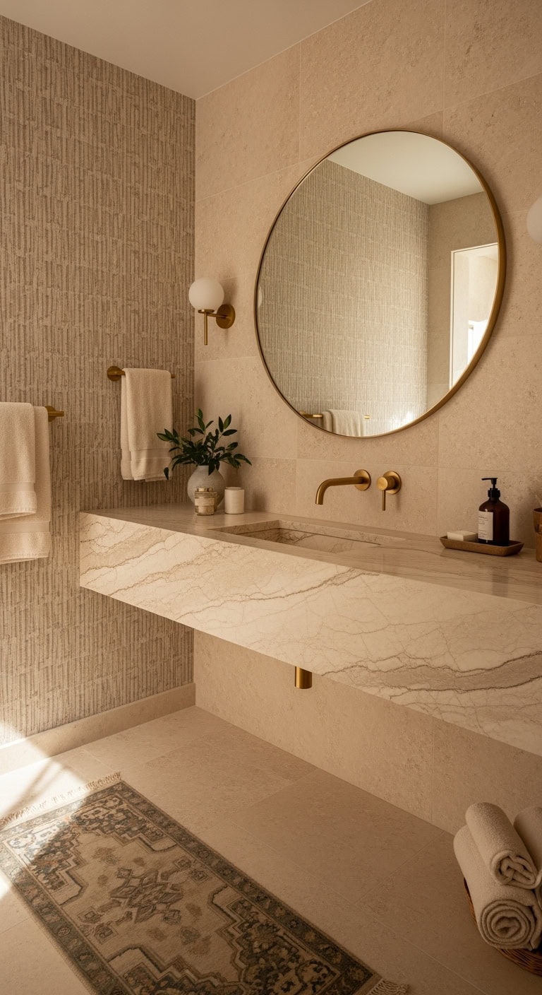 elegant grounded monochromatic powder room