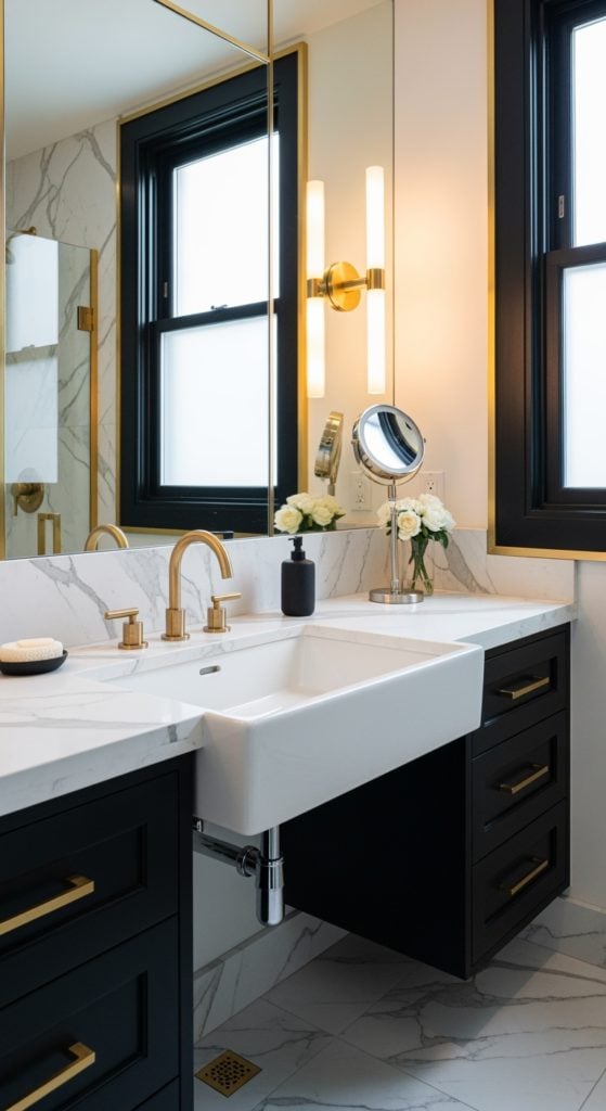 22 Inspiring Black White and Gold Bathroom