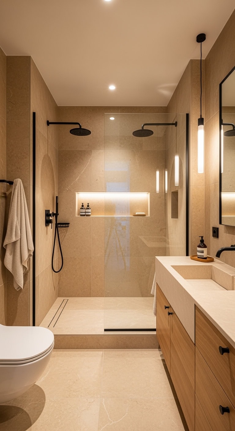elegant monochromatic bathroom design