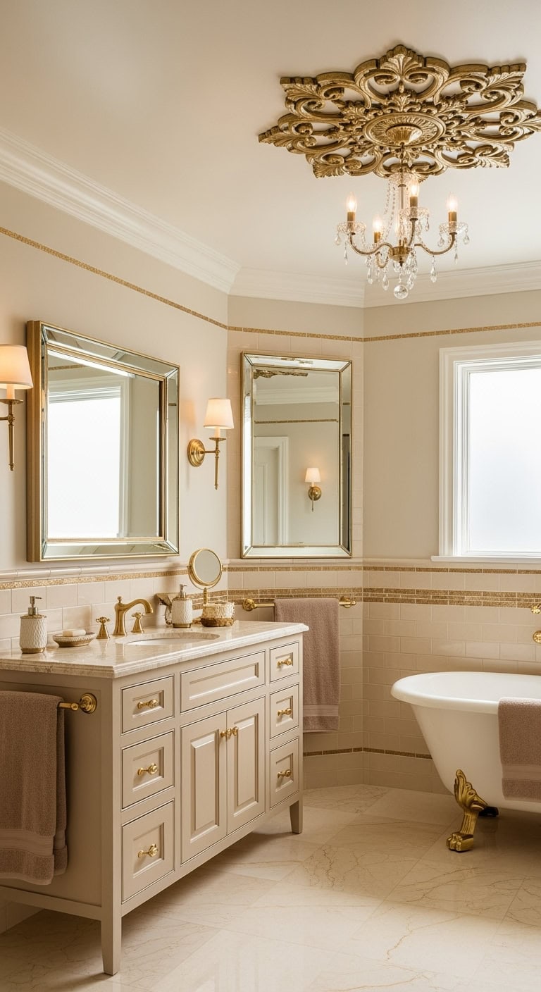 elegant shimmering gold bathroom centerpiece