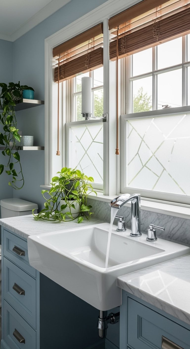 evocative blue bathroom drama resonates