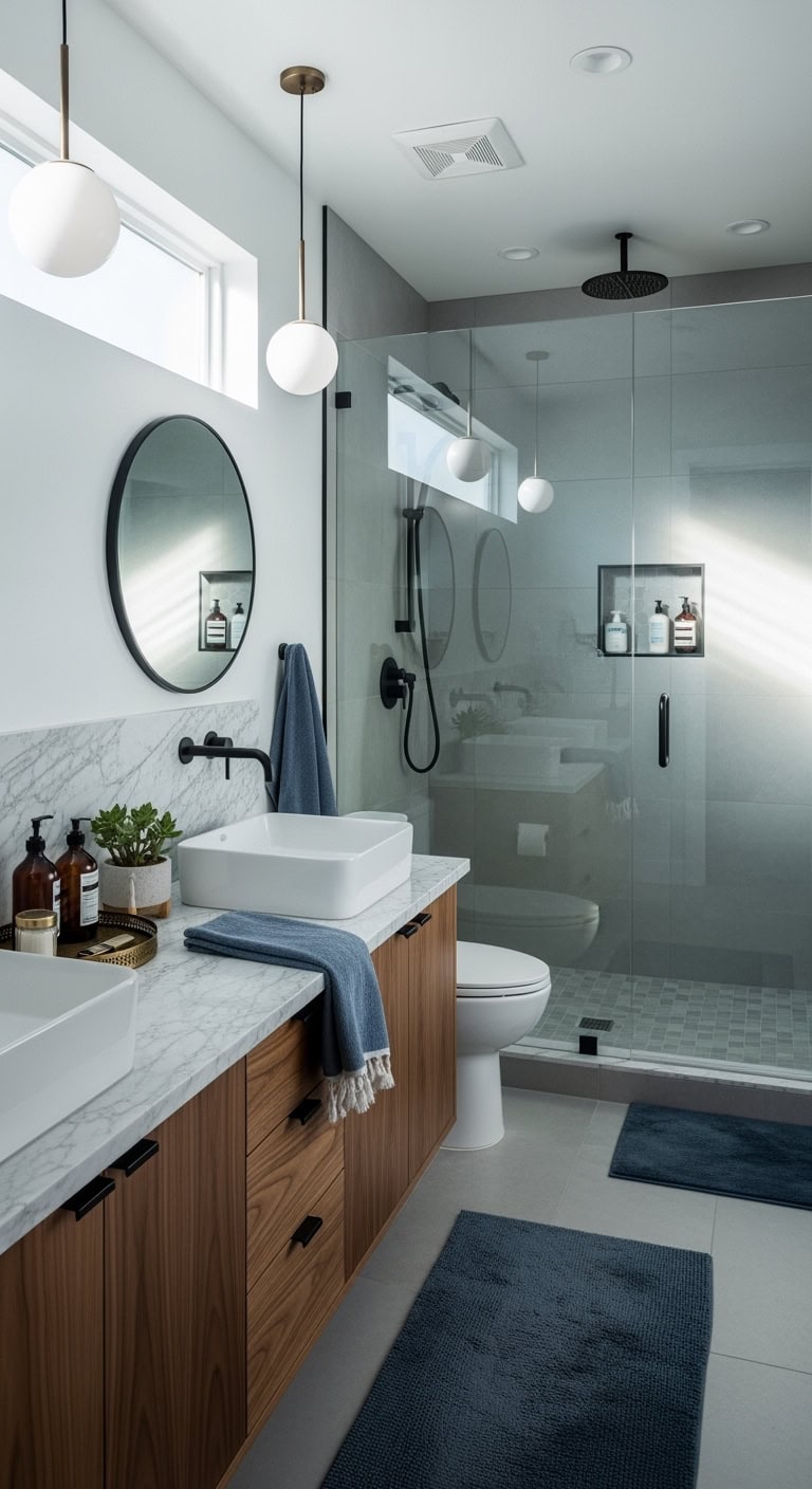 frameless glass shower amplifies luxury ambiance