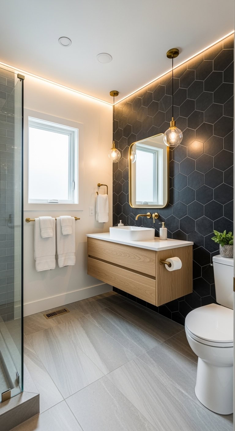 geometric sophistication in bathroom design