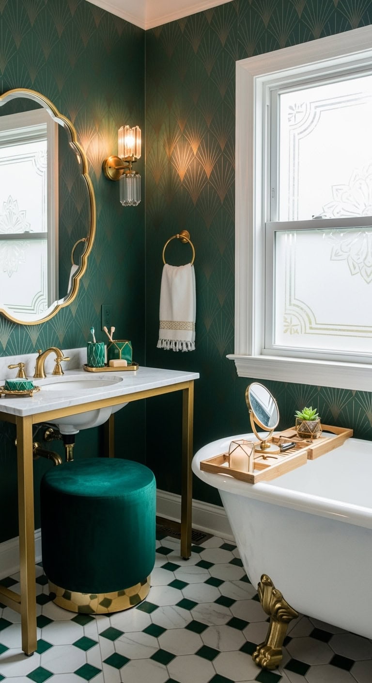 glamorous vintage hollywood luxury bath