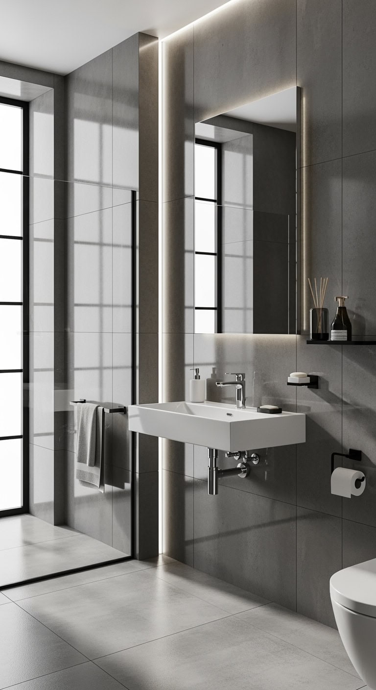 gray bathroom tile trend