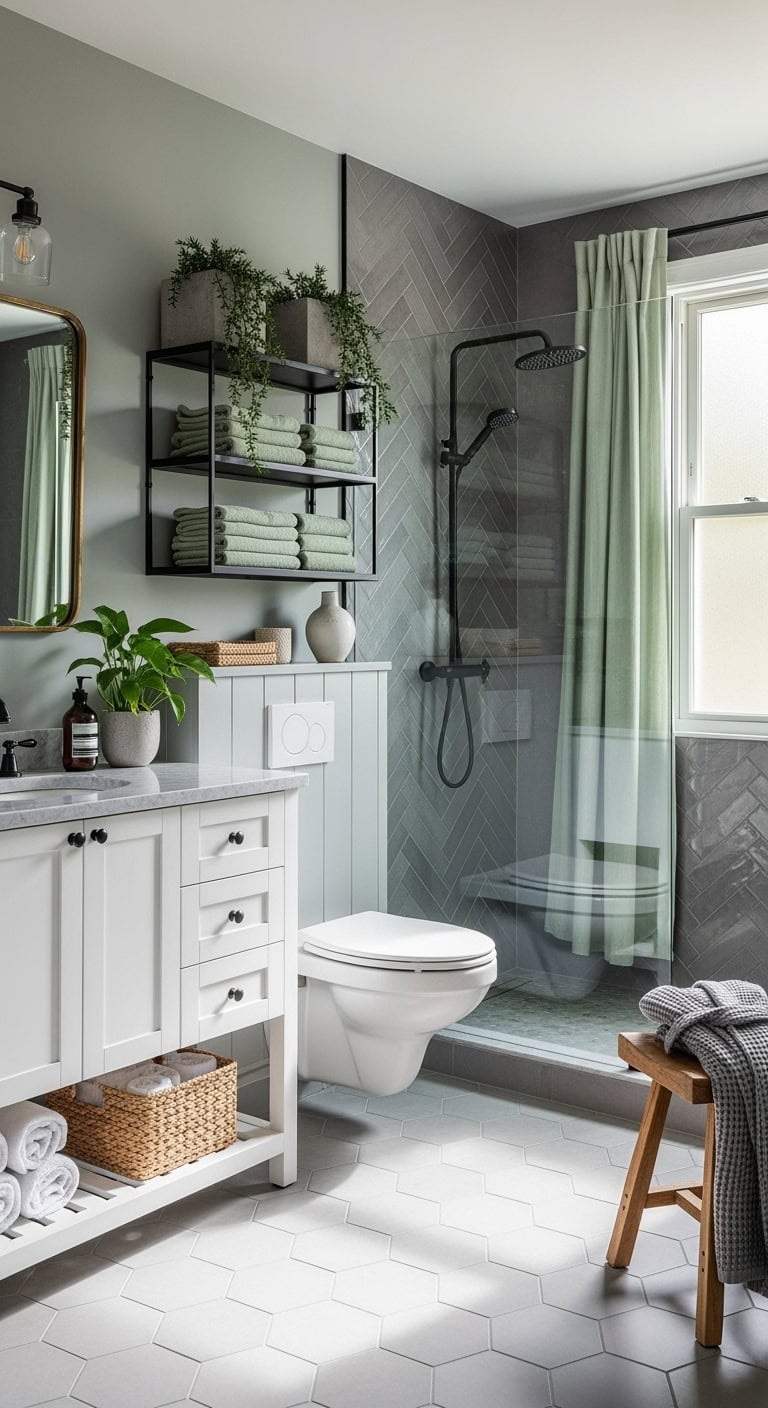 industrial botanical bathroom oasis
