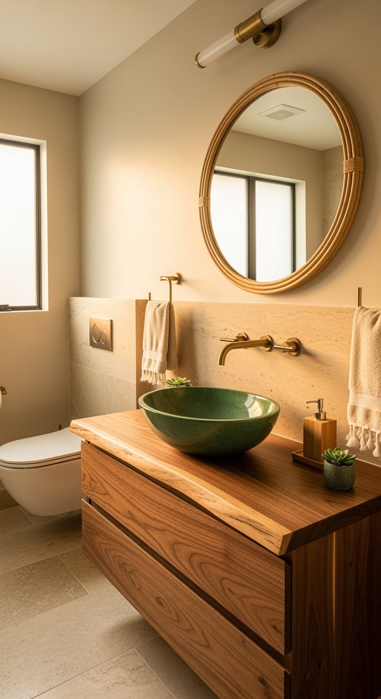 jade green vessel sink statement piece