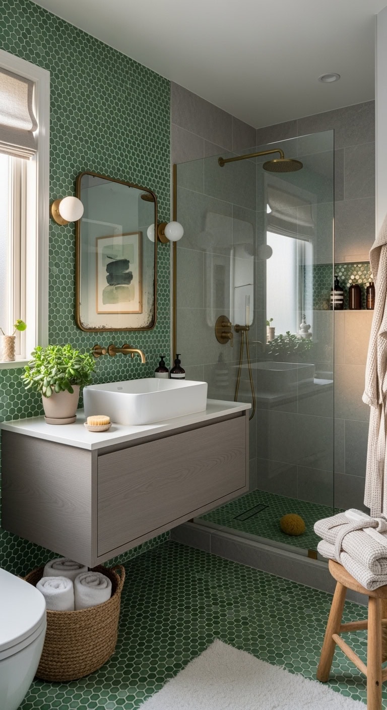 jewel like zen glimmering bathroom oasis