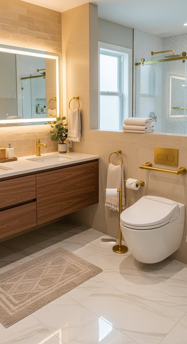 luxurious bathroom upgrade with golden touches