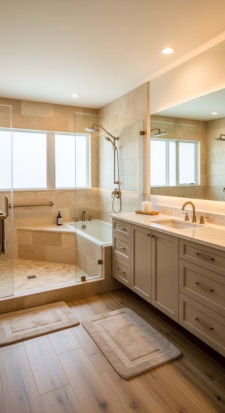 luxurious beige shower bench options