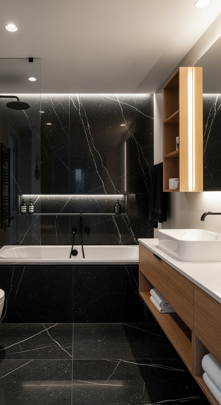 luxurious black bathroom decor