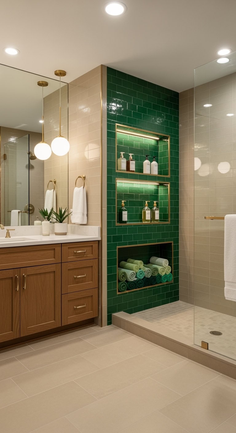 luxurious emerald shower niche transformation