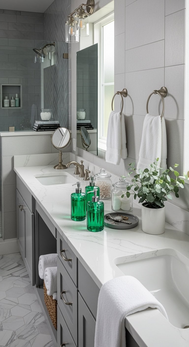 luxurious emerald soap dispensers accent vanity