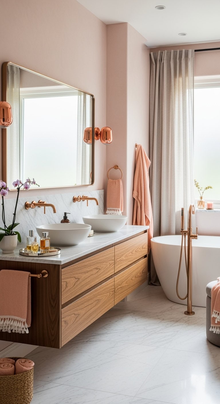 luxurious harmonious mixed metal bathroom decor