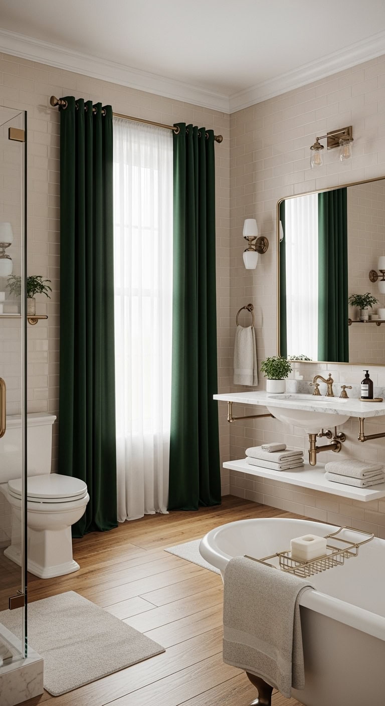 luxurious layered lush green velvet curtains