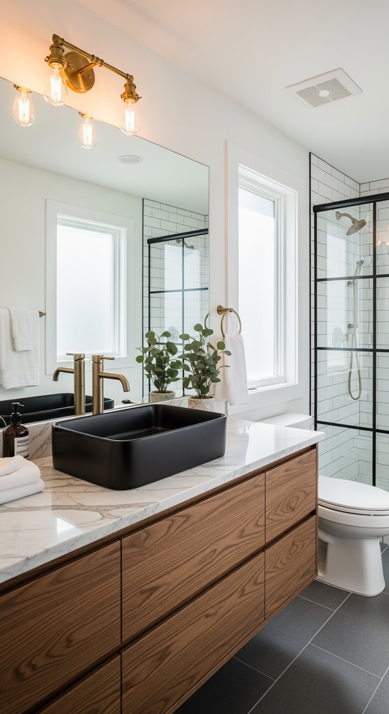 luxurious matte black bathroom vanity