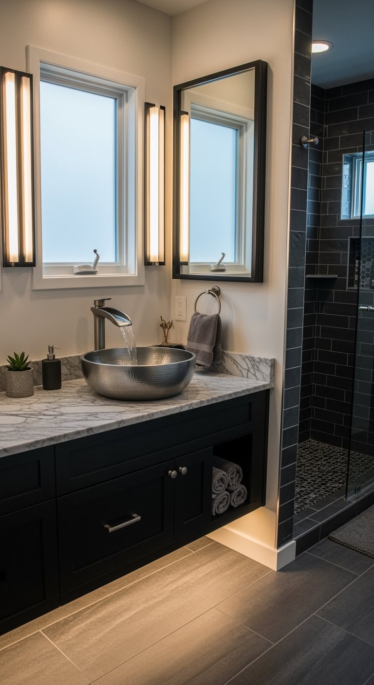 metallic moody sculptural bathroom vessel sinks