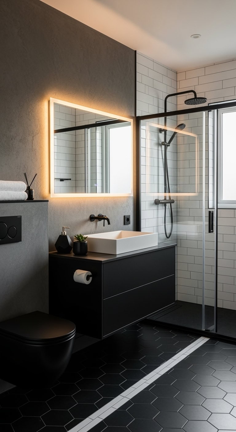 minimalist serene organized functional bathroom vanity