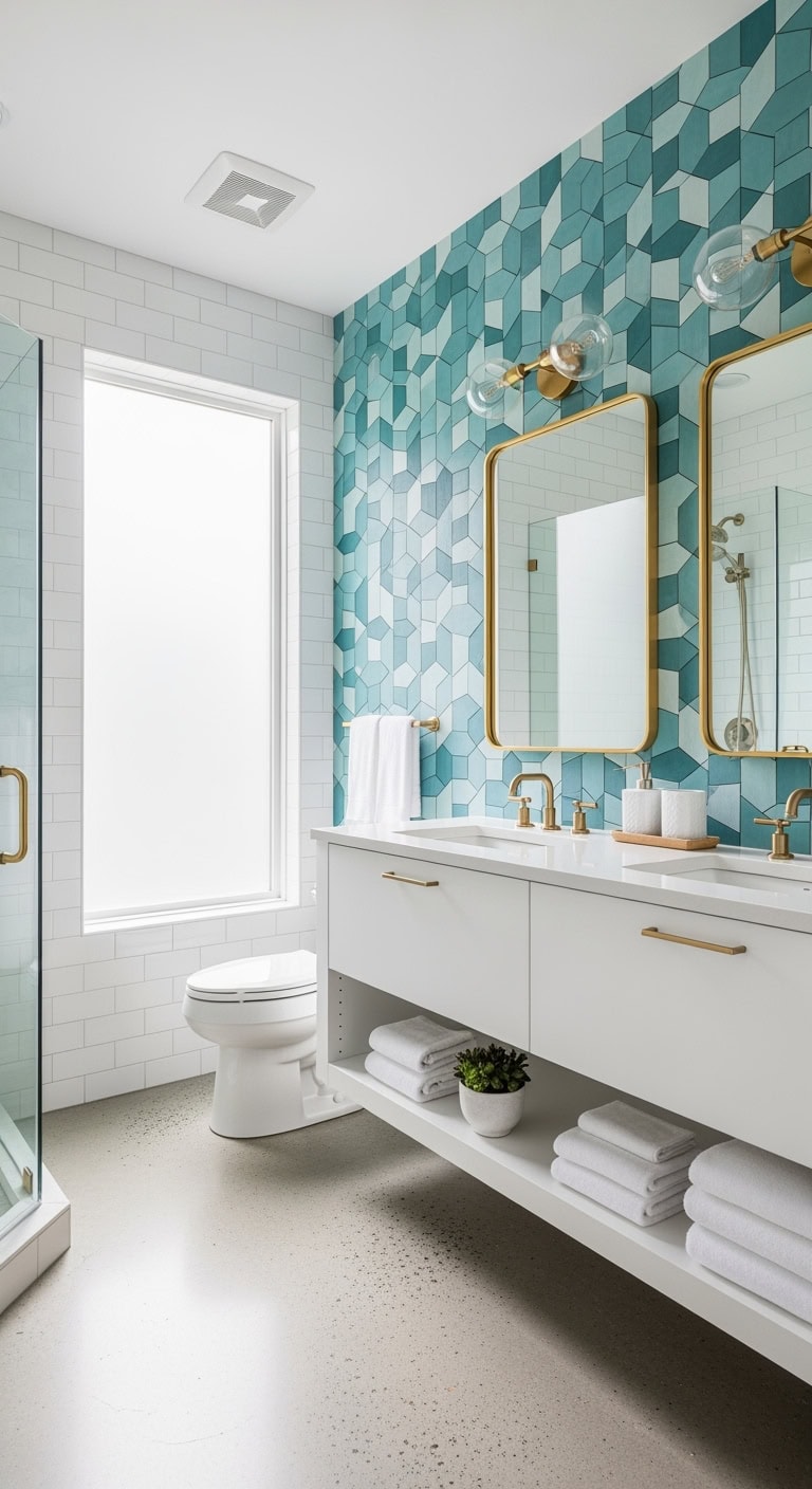 modern aqua geometric wallpaper