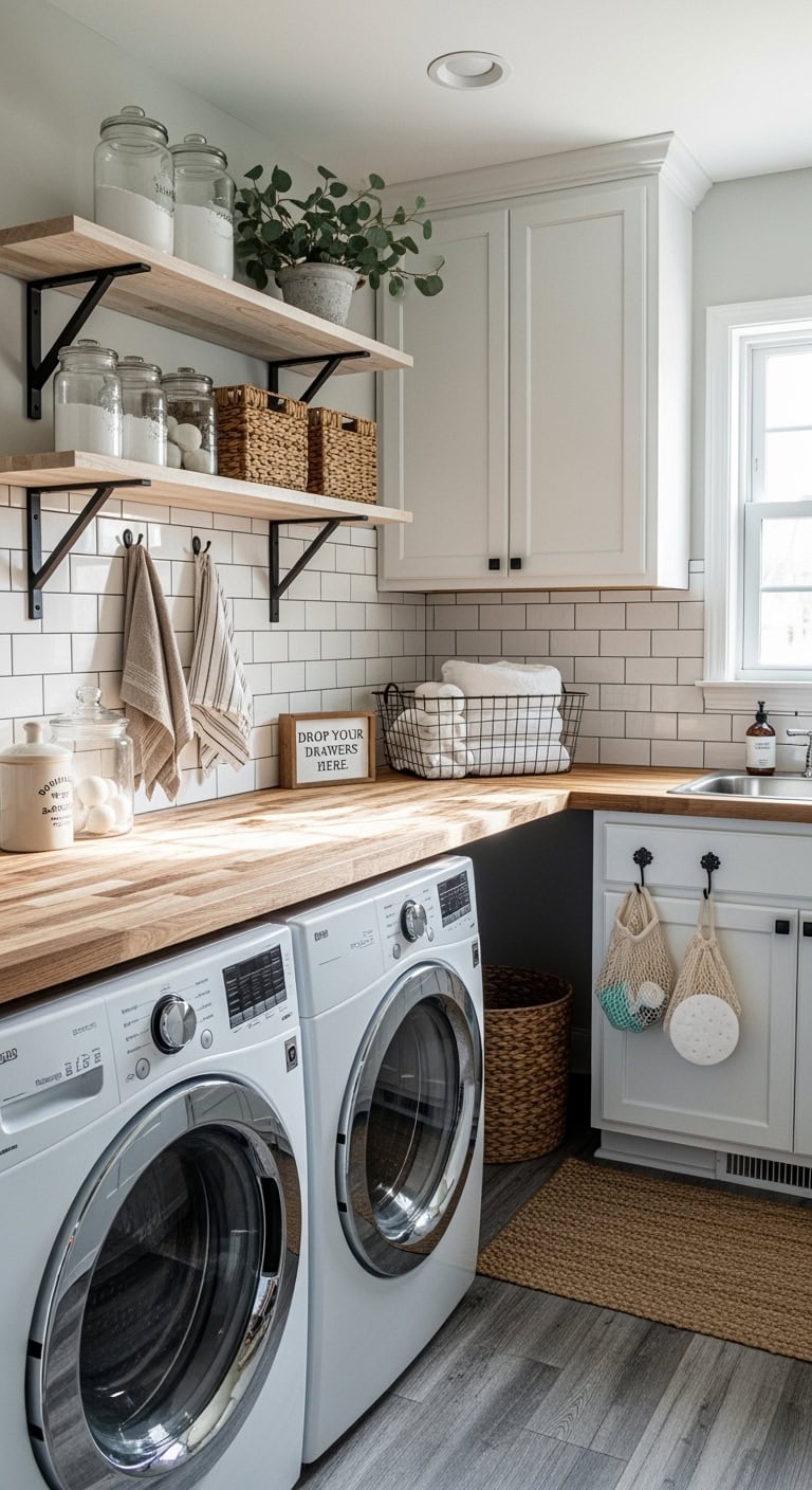 modern farmhouse bracket shelves