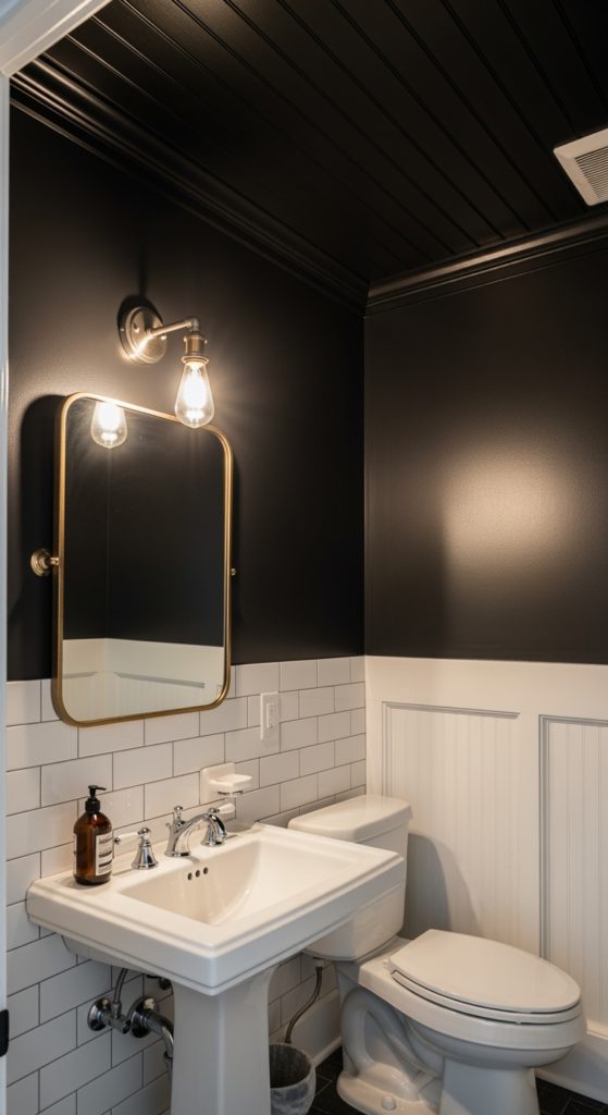 23 Stunning Black Half Bathroom Ideas