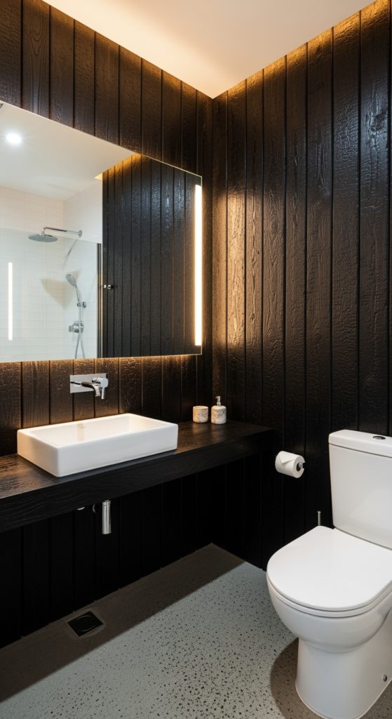 21 Gorgeous Black and Wood Bathroom