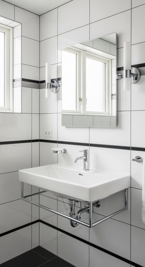 23 Stylish Black and White Tile Bathroom