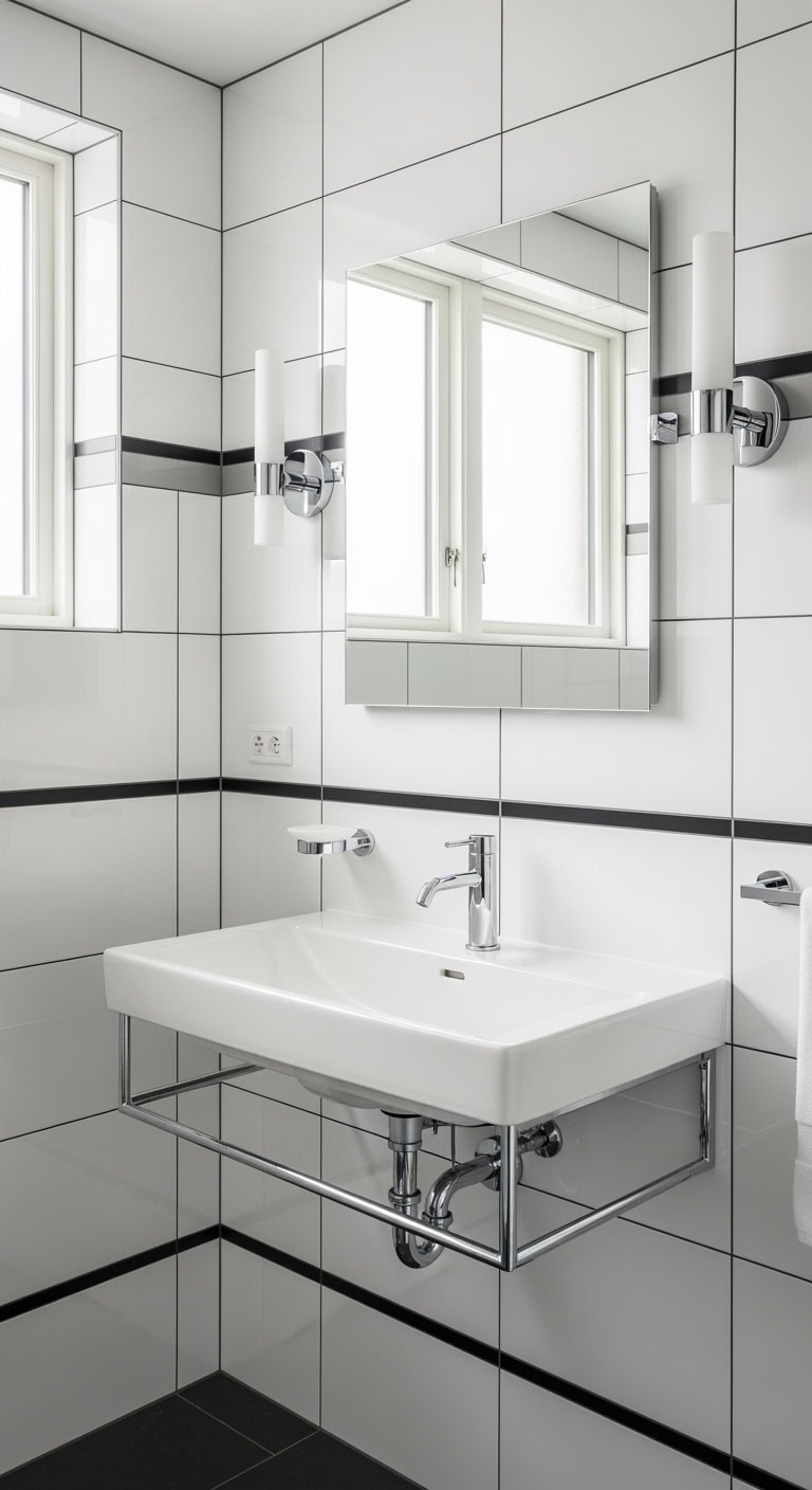 monochrome bathroom tile design