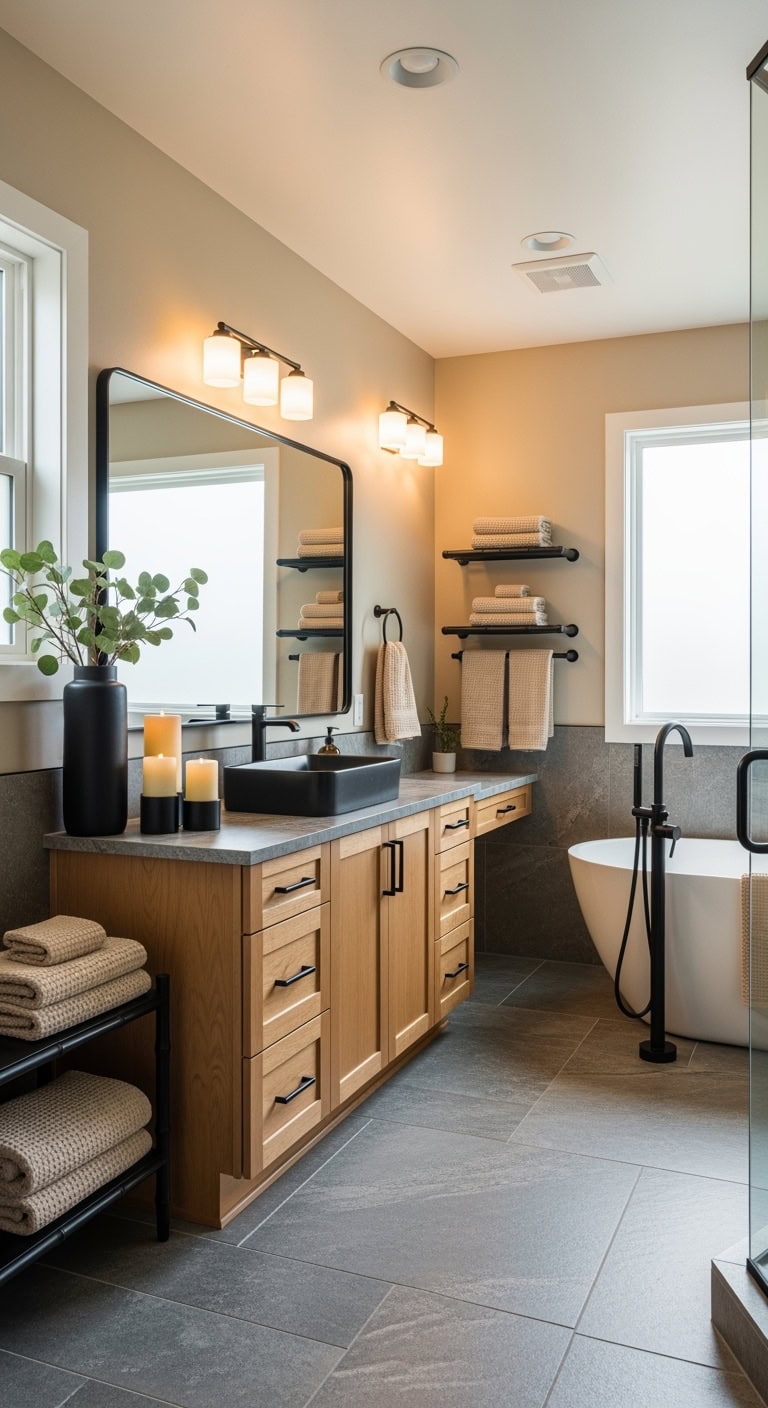 monochrome spa inspired tranquil bathroom sanctuary