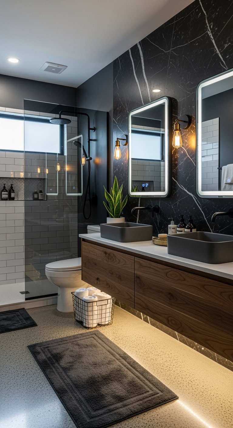 moody luxe carbon bathroom sophistication