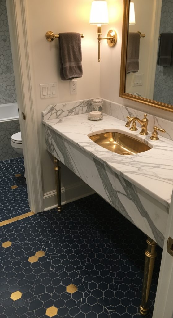23 Stunning Navy and Gold Bathroom Ideas