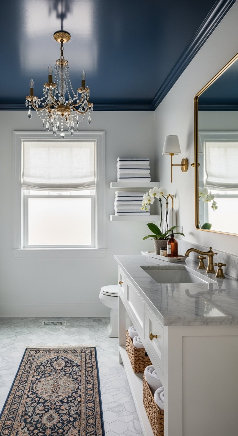 navy ceiling gold chandelier