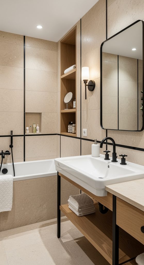 22 Perfect Beige and Black Bathroom