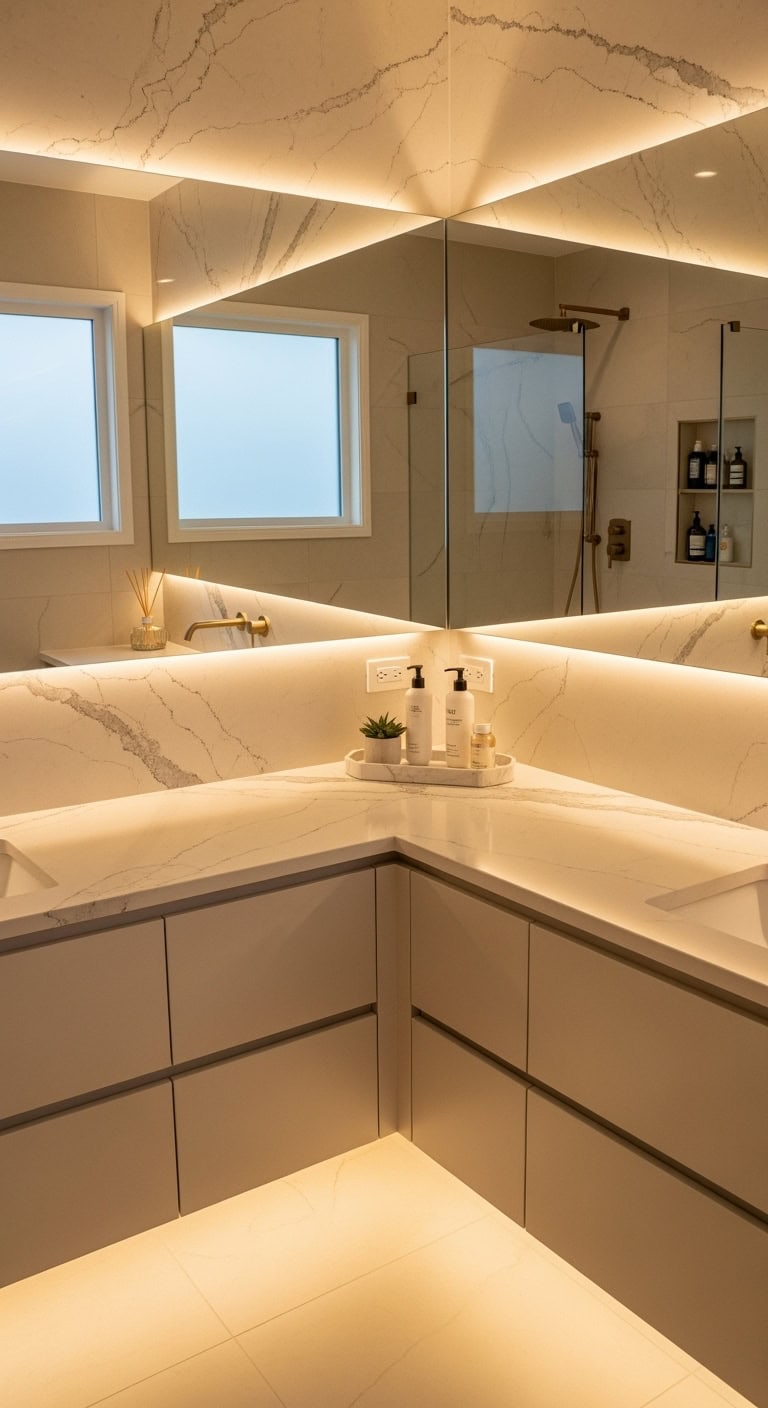 neutral waterfall backsplash texture statement