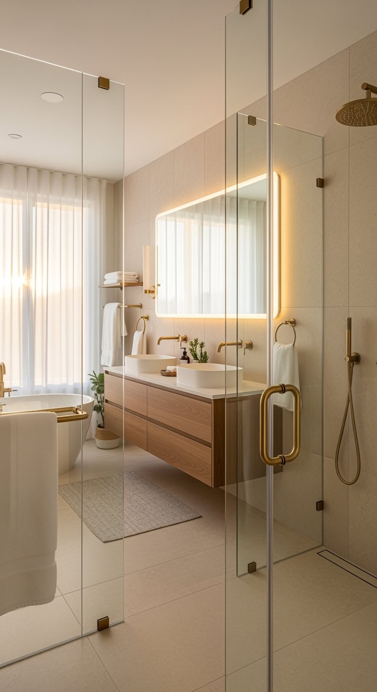 open airy luxurious shower enclosure