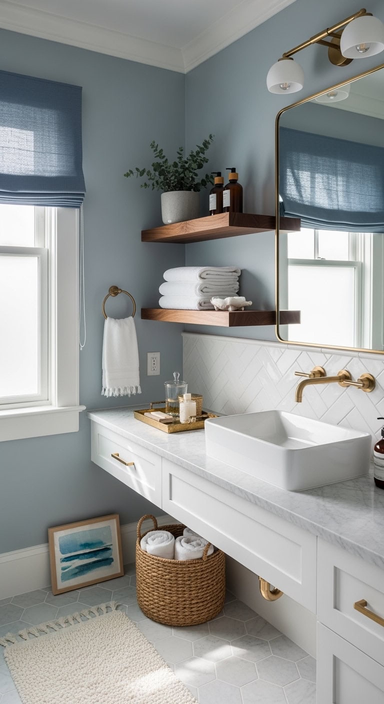 organic minimalist versatile bathroom shelves