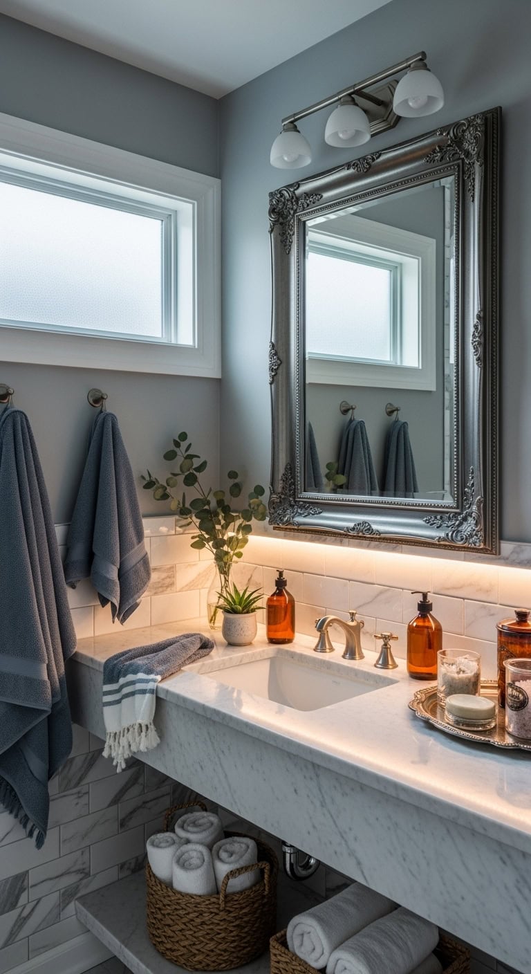ornate layered versatile pewter mirror sophistication